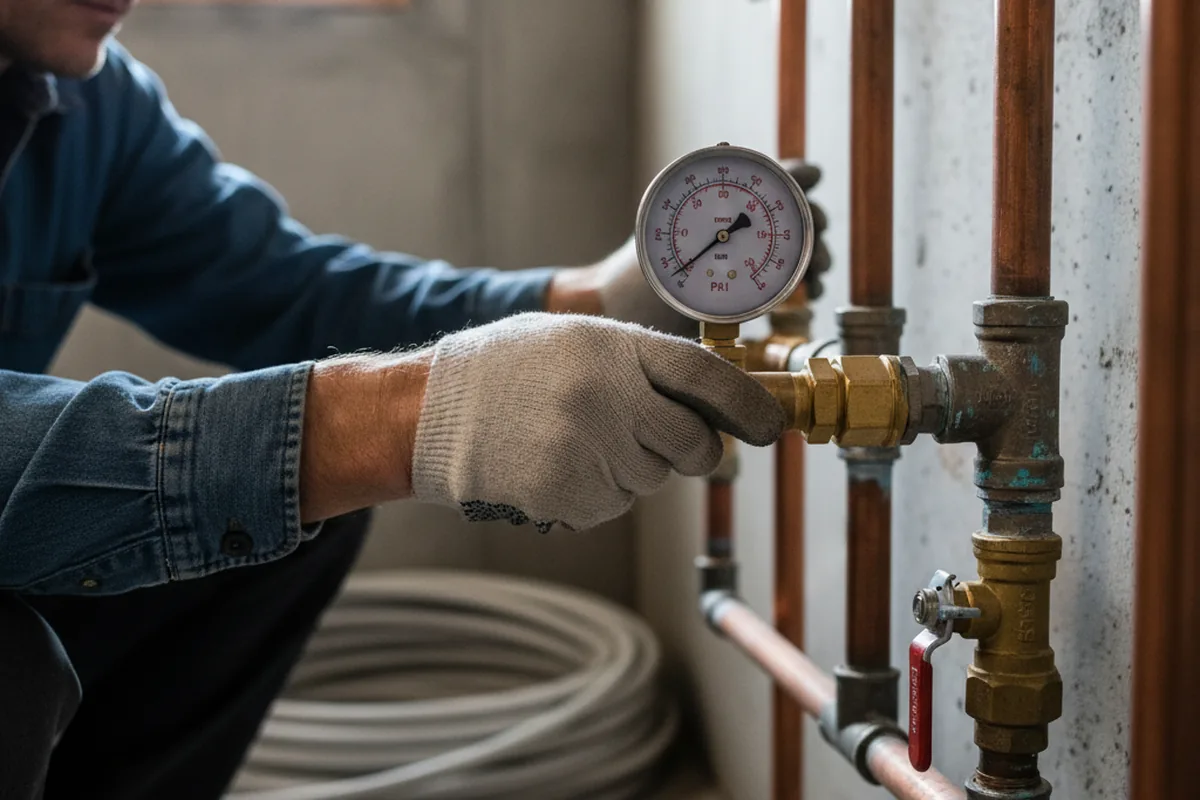 Pressure testing a repaired line during Water Line Repair in Rowdy